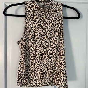 high neck leopard cheetah prjnt tank top size S